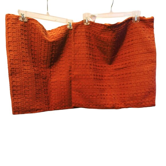 Piubelle Pillow Covers Orange Textured Set Of 2 100% Cotton 20x19 Inches - Picture 1 of 5